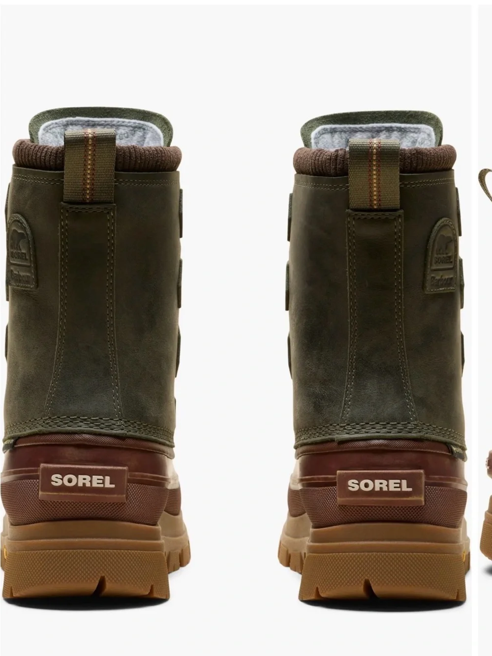 Barbour Olive Green & Brown Waterproof Lace-Up Winter Boots